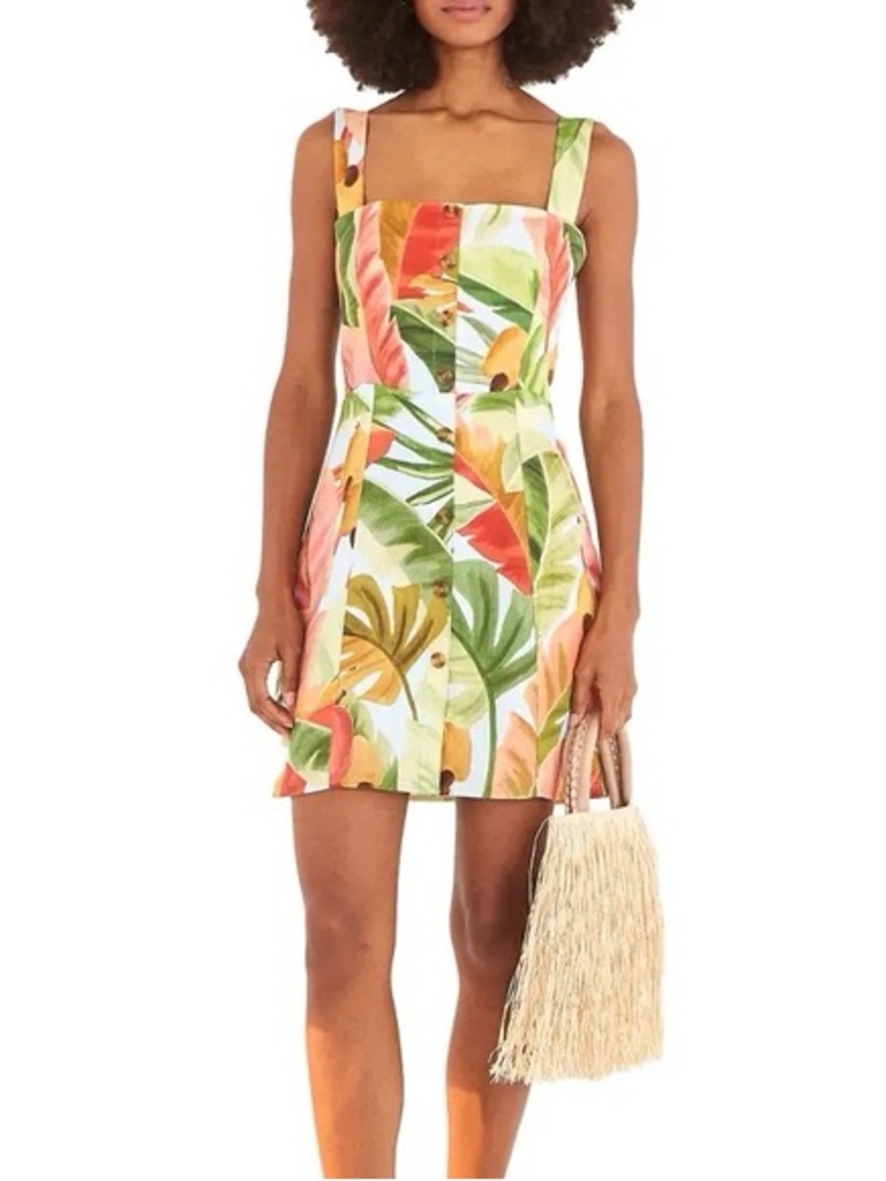 Farm Rio Cashew Linen Mini Dress - Sz S